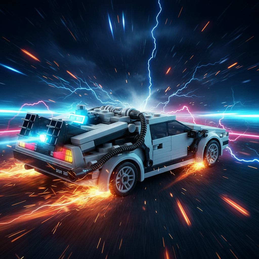 The "Outatime" Time Machine - 88MPH Flux Capacitor Retro-Future Series by MOC Works Studio