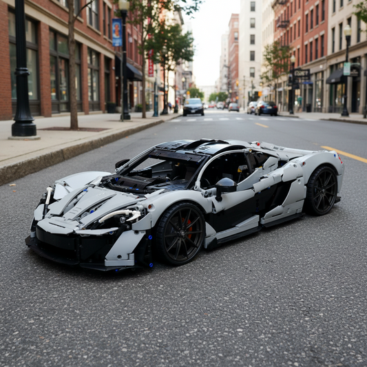 The "P1" Hybrid Hypercar - 1:8 Scale Stealth Grey V8 Twin-Turbo Series by MOC Works Studio