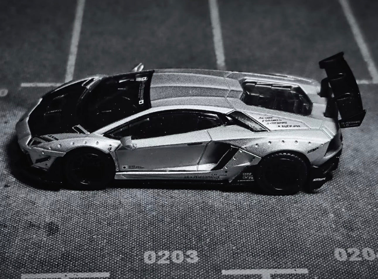 MINI GT LBWORKS Aventador #449 Matt Silver | 1:64 Diecast – MOC