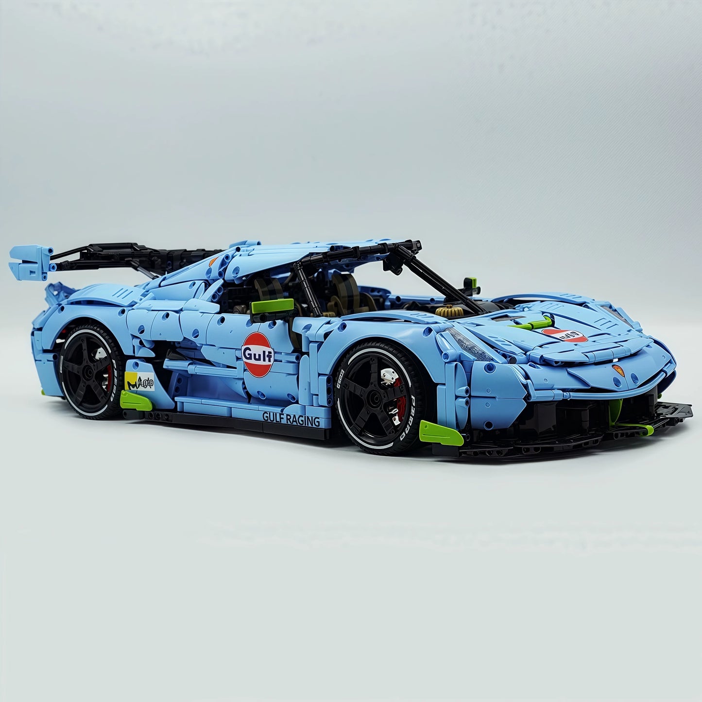 The "Jesko" Gulf Legend - Sky Blue & Vibrant Orange V8 Twin-Turbo Racing Series by MOC Works Studio