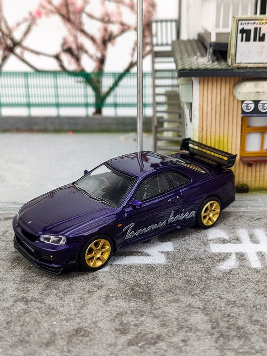 MINI GT 1:64 Nissan Skyline GT-R (R34) Tommykaira – Midnight Purple Edition