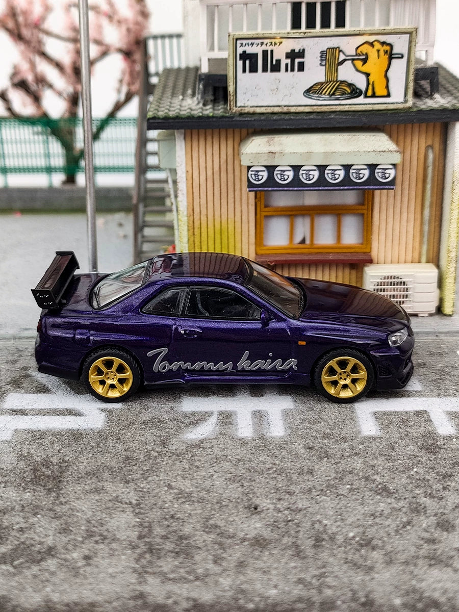 MINI GT 1:64 Nissan Skyline GT-R (R34) Tommykaira – Midnight Purple Edition