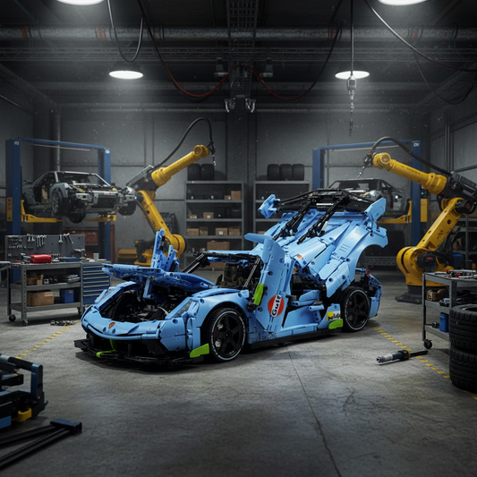 The "Jesko" Gulf Legend - Sky Blue & Vibrant Orange V8 Twin-Turbo Racing Series by MOC Works Studio