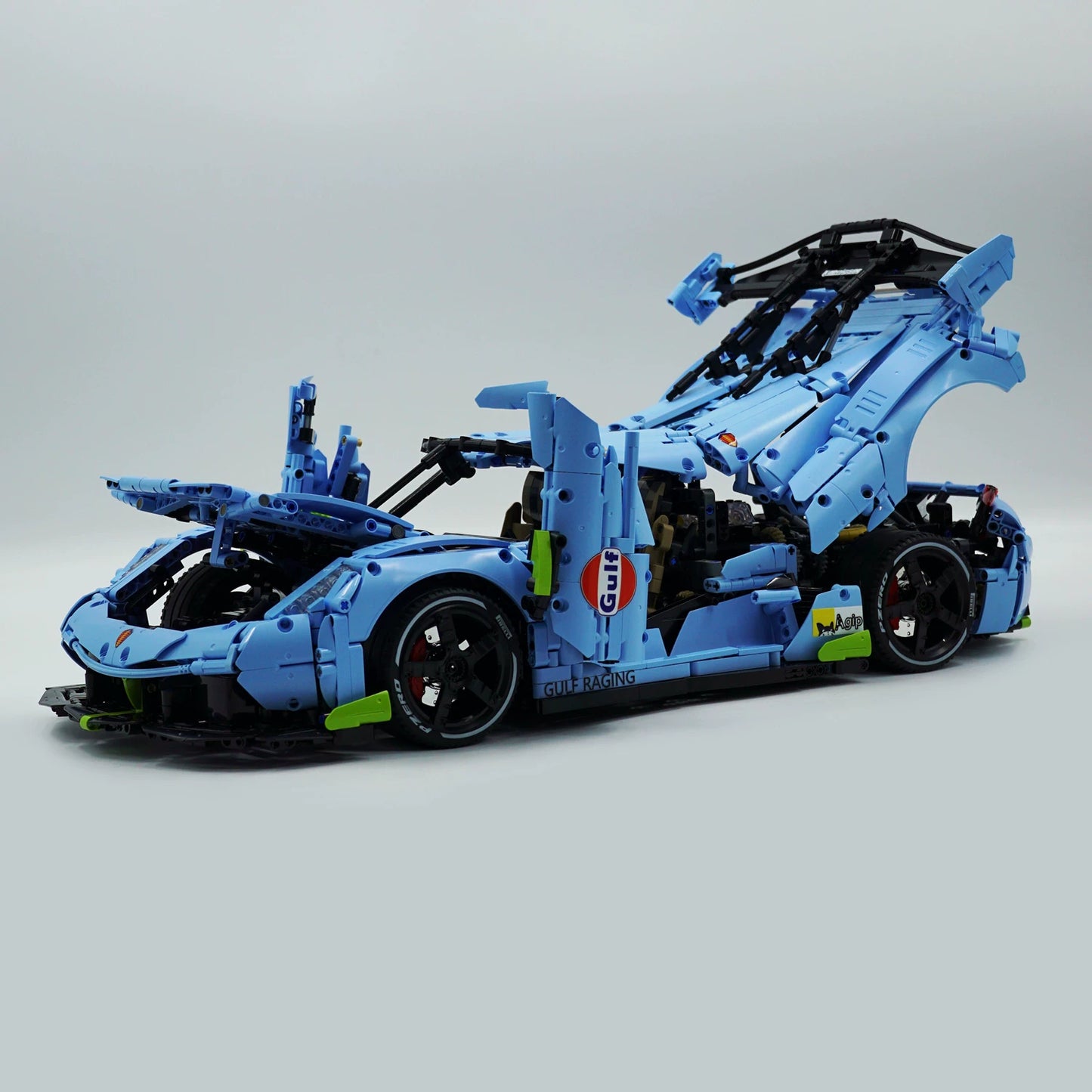 The "Jesko" Gulf Legend - Sky Blue & Vibrant Orange V8 Twin-Turbo Racing Series by MOC Works Studio