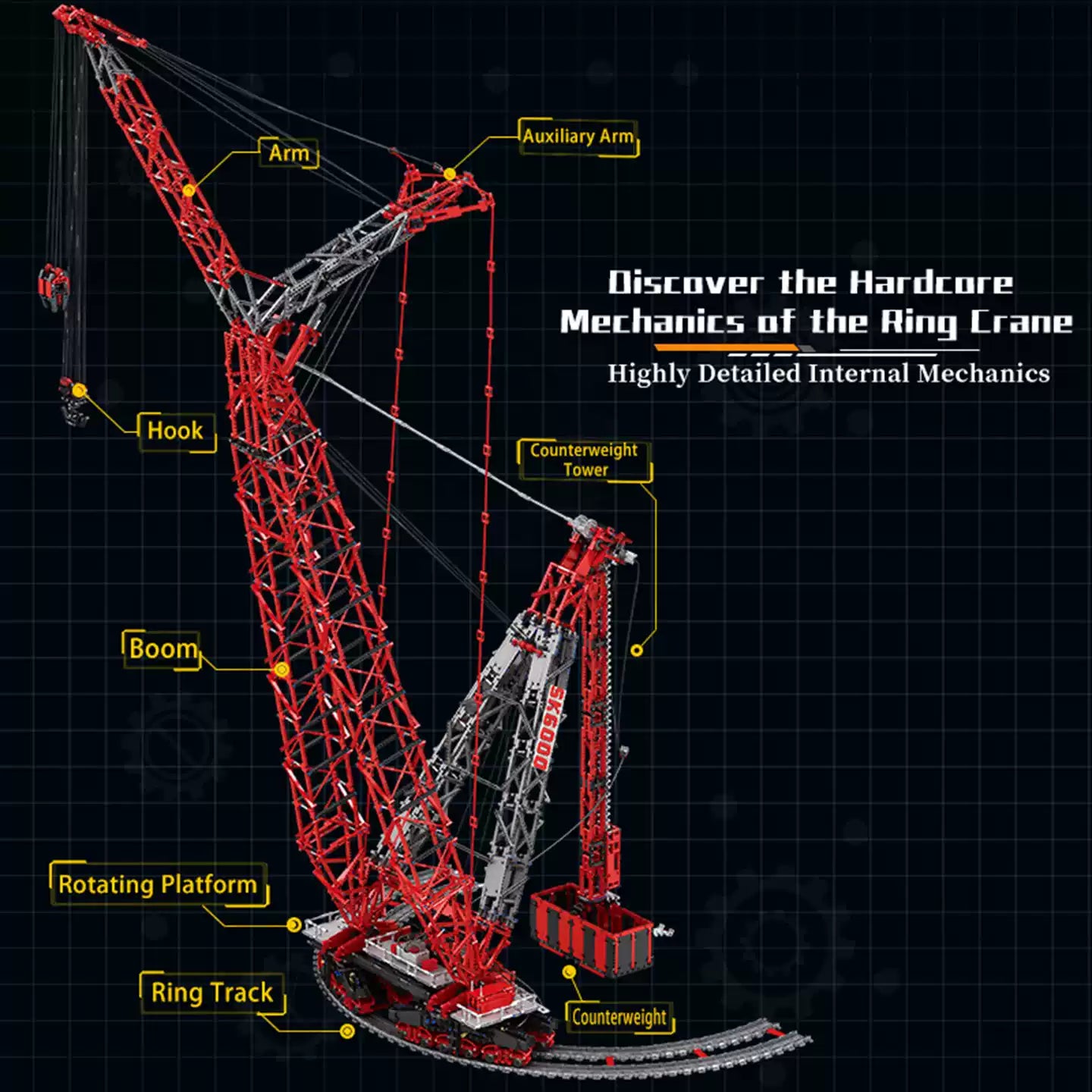 The "SK6000" Megawatt Giant Ring Crane - 7,477pcs+ Heavy-Duty Engineering 1:18 Scale Series by MOC Works Studio