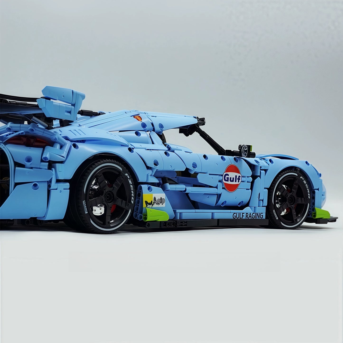 The "Jesko" Gulf Legend - Sky Blue & Vibrant Orange V8 Twin-Turbo Racing Series by MOC Works Studio
