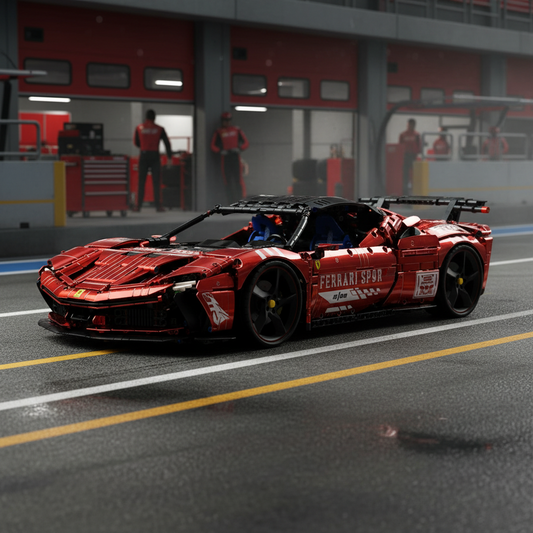 The "Maranello Masters" Chrome Edition - Plated Blood Red V12 & V8 Hybrid Hypercar Dual Pack by MOC Works Studio