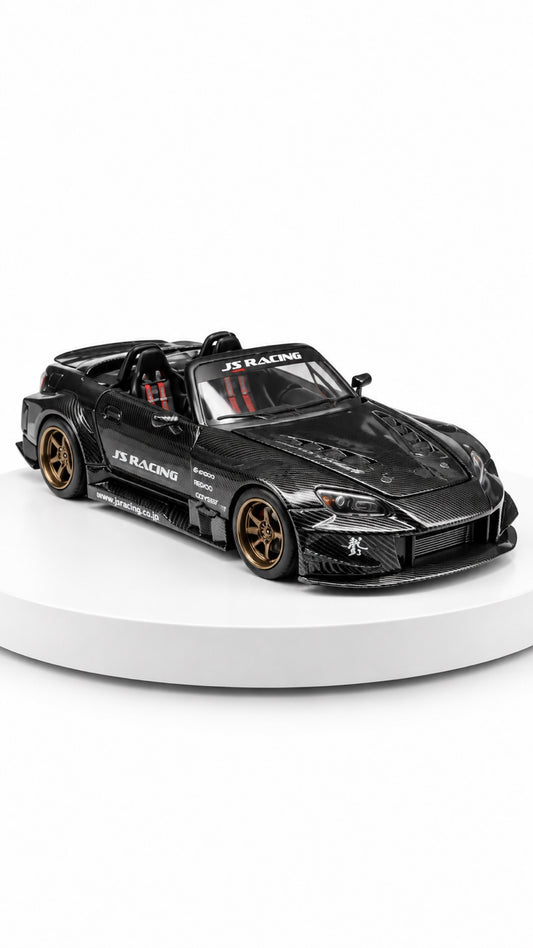 Honda S2000 JS Racing carbon black 1:64 diecast front three-quarter view