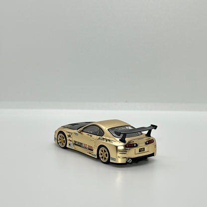 POP RACE PR64-277 Top Secret GT300 Supra gold 1:64 diecast rear three-quarter view