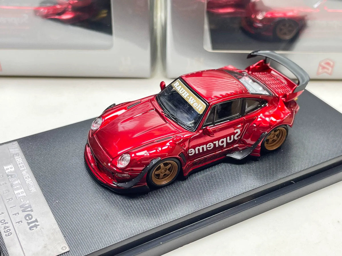Street Weapon 1:64 Porsche 911 RWB 993 Supreme red diecast front three-quarter view