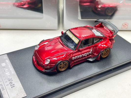 Street Weapon 1:64 Porsche 911 RWB 993 Supreme red diecast front three-quarter view