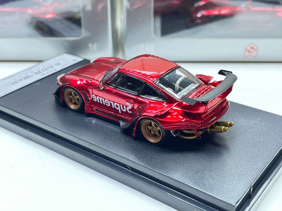 Street Weapon 1:64 Porsche 911 RWB 993 Supreme red diecast rear three-quarter view