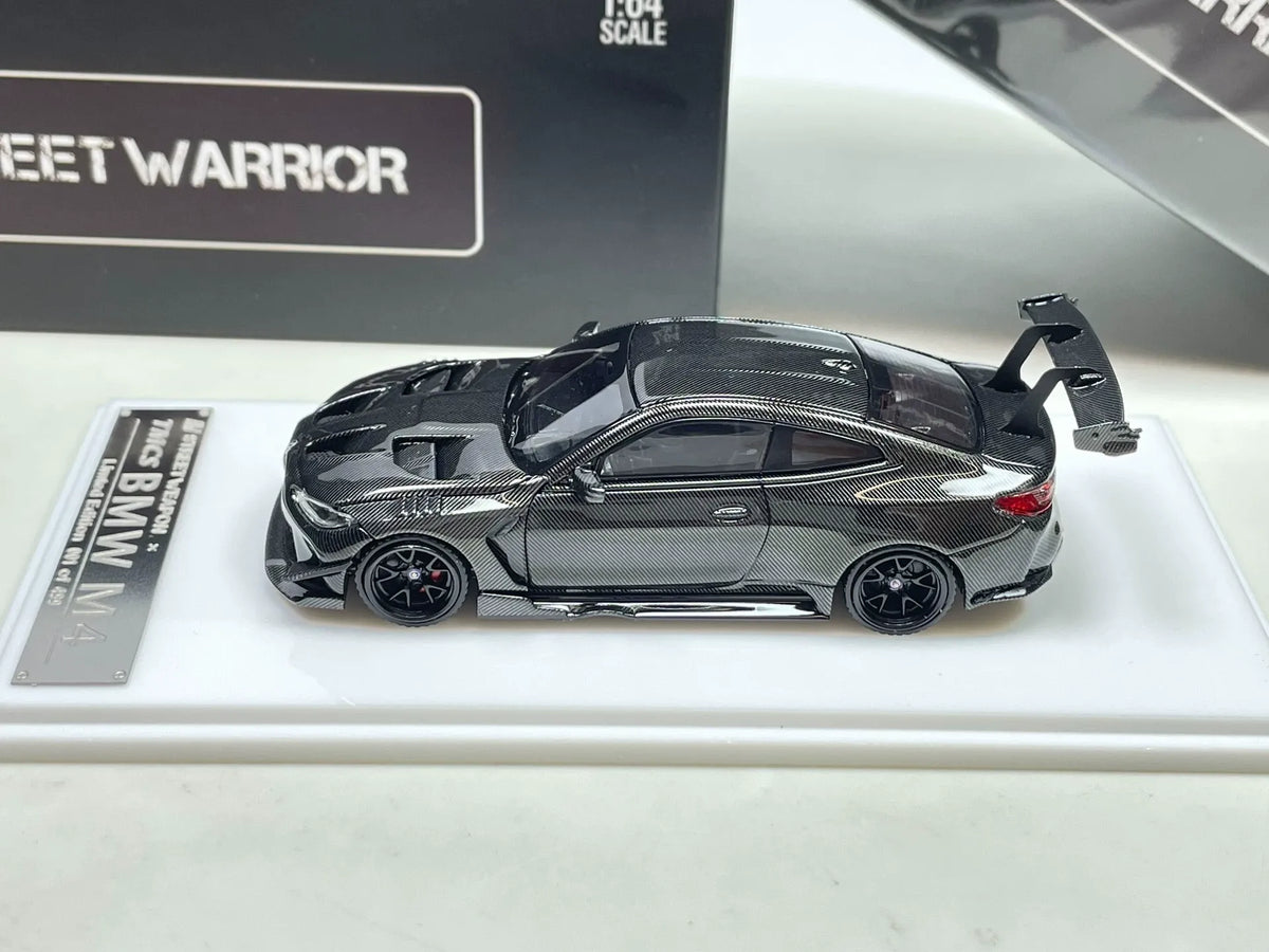 Street Warrior TMCS BMW M4 1:64 carbon-fiber style diecast side view