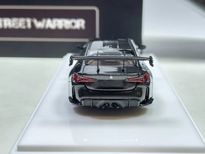 Street Warrior TMCS BMW M4 1:64 carbon-fiber style diecast rear view