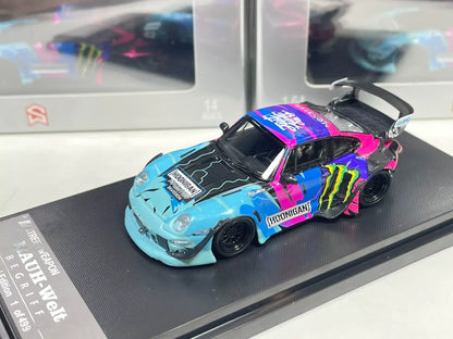 Street Weapon 1:64 Porsche 911 RWB 993 Hoonigan Monster livery front angled view