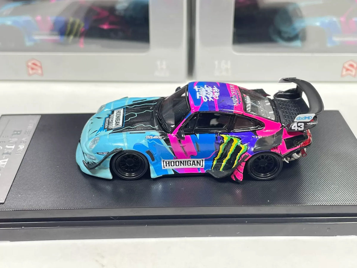 Street Weapon 1:64 Porsche 911 RWB 993 Hoonigan Monster livery side profile