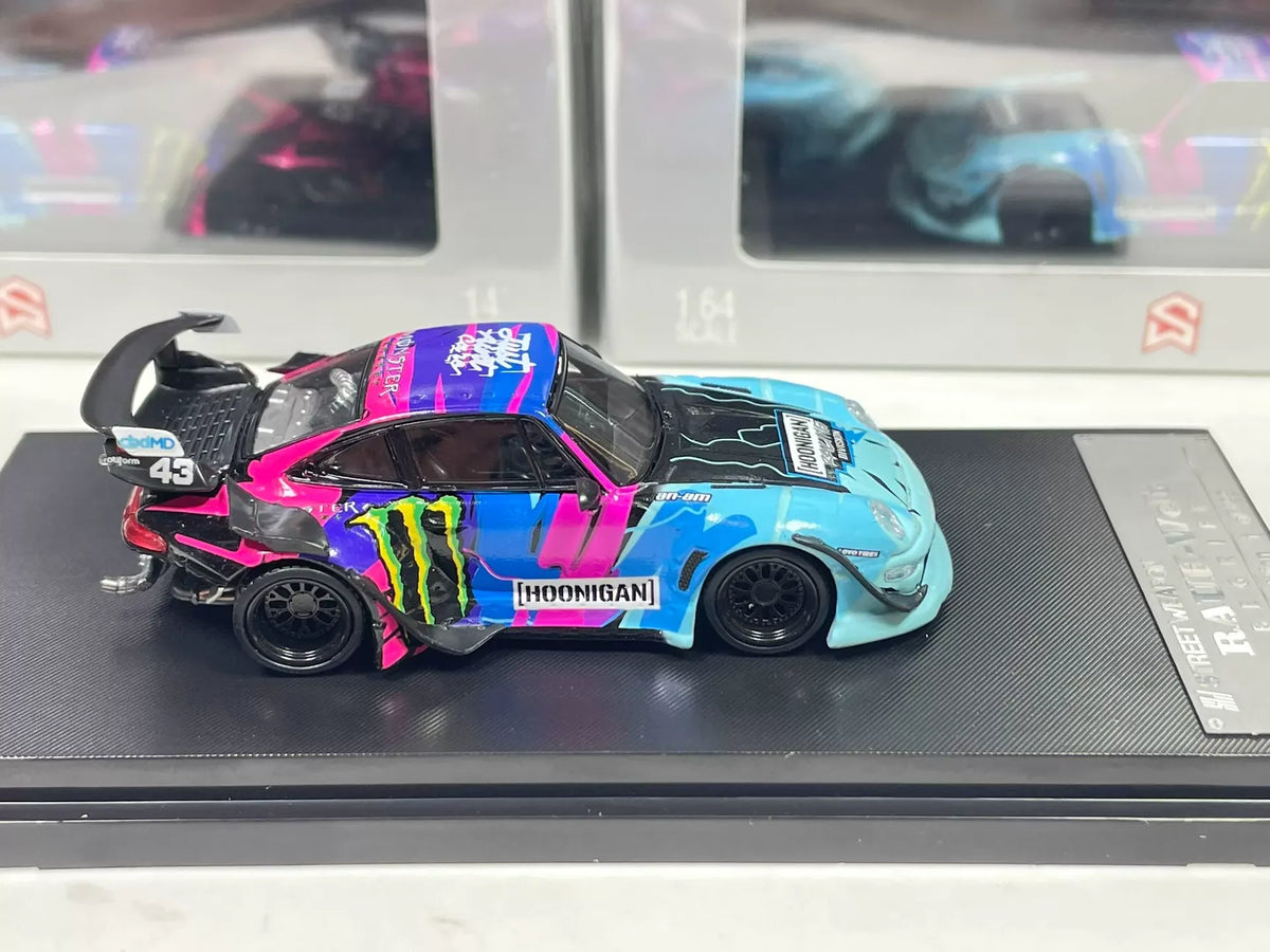 Street Weapon 1:64 Porsche 911 RWB 993 Hoonigan Monster livery alternate side view