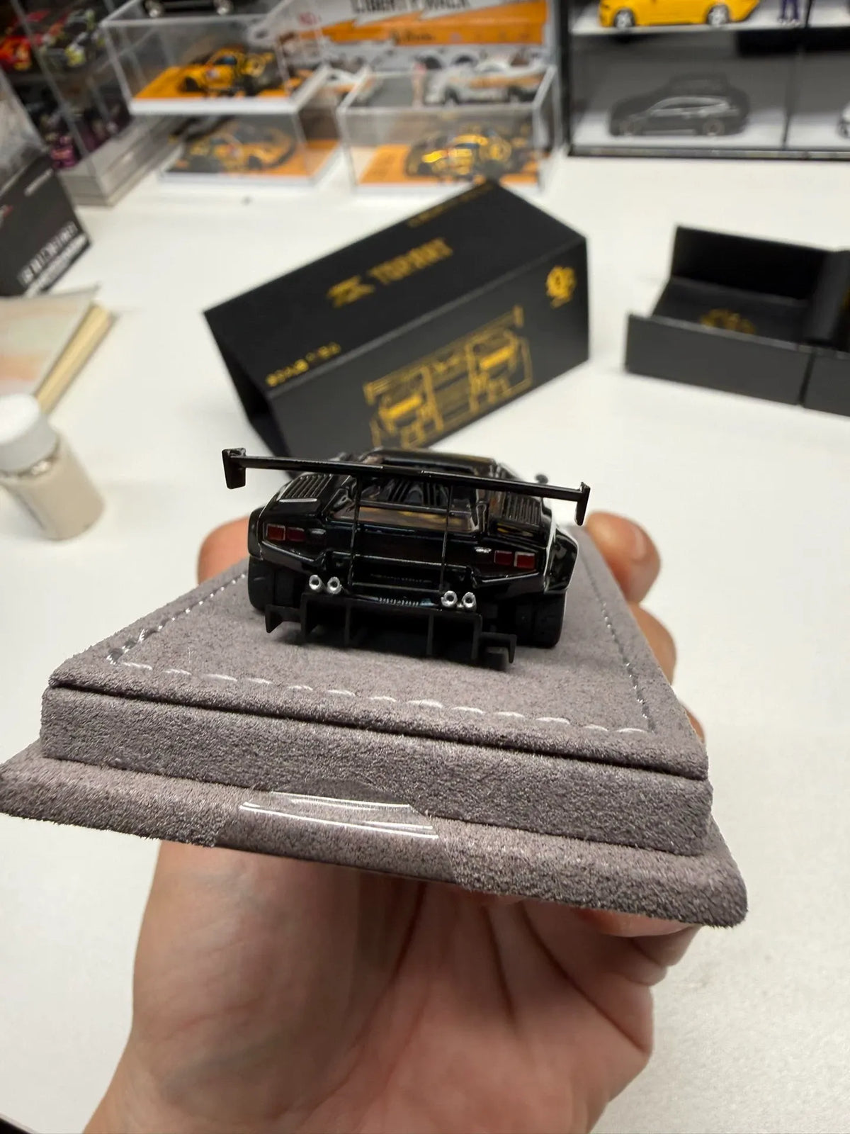 TOPART x Liberty Walk LB Works Lamborghini Countach black 1:64 diecast rear view