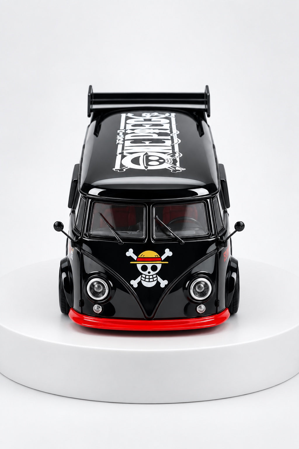 Volkswagen T1 pirate crew custom van 1:64 diecast front view