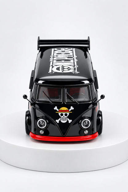 Volkswagen T1 pirate crew custom van 1:64 diecast front view