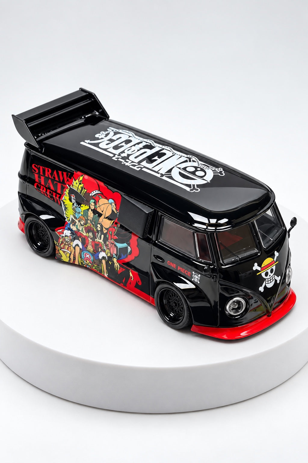 Volkswagen T1 pirate crew custom van 1:64 diecast rear side view